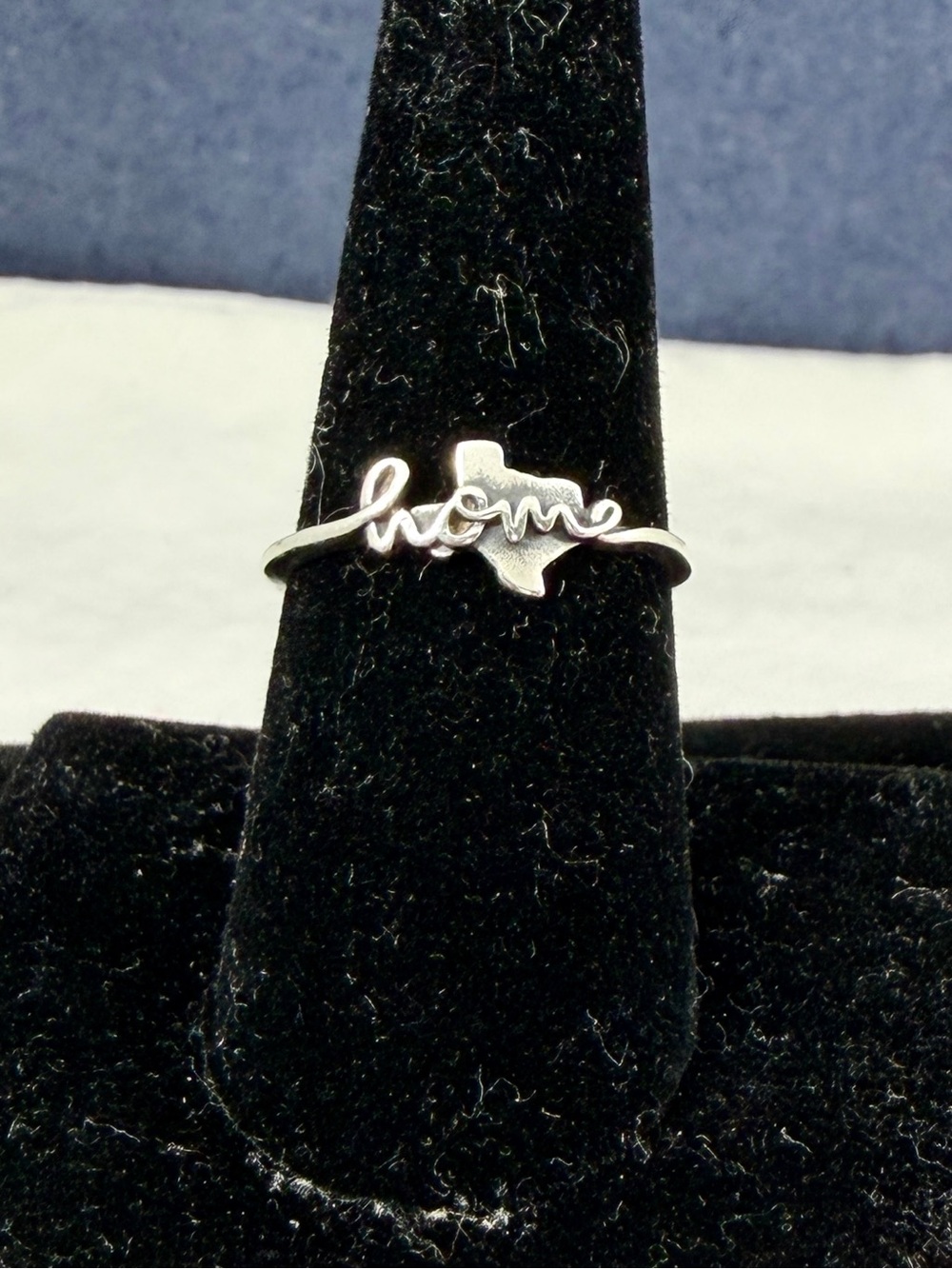 JAMES AVERY Sterling Silver Texas Is HOME Script Ring; SIZE 8; RETIRED